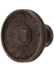 Sunburst Cabinet Knob - 1 3/8 inch Diameter in Highlighted Bronze.